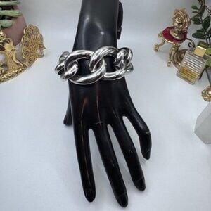 Vintage Runway GIVENCHY Chunky Thick Link Silver Tone Chain Bracelet